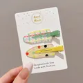 Sweet colorful plaid and polka dot pattern BB hair clips for girls on white display card - Bobo Sugar Bean (1#) / 1 Pair (6cm) / Colorful