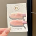 Pair of cute glittery pink resin hair clips for girls displayed on handmade style card - Marbling Glitter Style (2#) / 2 Pieces/Pack (6.5cm) / Pink