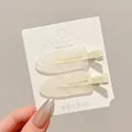 Elegant cream-colored resin BB hair clips for girls set of two with subtle glitter finish - Cream (5#) / 2 Pieces/Pack (Approx. 6.5cm)