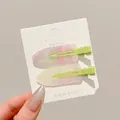 Pair of cute colorful gradient resin hair clips for girls on a white display card - Fruit Green (6#) / 2 Pieces/Pack (Approx. 6.5cm)