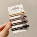 Set of 4 matte wavy hair clips in neutral earth tones on display card - Wavy Style / 4-Piece Set (6cm) / Earth Tones (4-Color Mix)