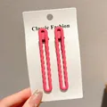 Cute pink matte wavy hair clips for children on a white 'Classic Fashion' card - Wavy Snap Clip / 1 Pair/Pack (8.3cm) / Rose Red