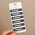 6-Piece set of minimalist matte black rectangle BB hair clips for daily hairstyling - Rectangular Hollow Hair Clip (10#) / 6-Piece Set / Black