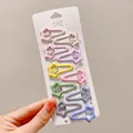 Set of colorful star-shaped BB hair clips in pastel tones for children on display card - Five-pointed Star / 10-Piece Set / Colorful Macaron