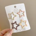 Set of four colorful star-shaped BB hair clips for children in matte earthy tones - Hollow Star / 4-Piece Set (Approx 3.5cm) / Morandi Color