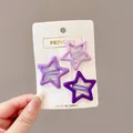 Set of three cute purple star-shaped BB hair clips for kids in various shades - Star Pattern / Set of 3 (Approx 4.3cm) / Purple Gradient