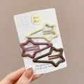 Set of three matte star-shaped hair clips for girls in cream, maroon, and brown colors - Conical Star Style (24#) / 3-Piece Set (5.5cm) / Matte Multicolor