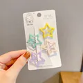 Set of four colorful hollow star-shaped hair clips for girls in pastel colors - Star Drip Oil Style (3#) / 4-Piece Set (3cm) / Purple Series