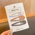 Set of 3 matte earth-toned teardrop BB hair clips for girls on display card - Matte Water Drop Style (28#) / 3 Pieces/Pack (Approx 5.8cm) / Coffee Series