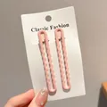 Elegant set of two pink wavy matte finish snap hair clips for girls on white card - Wave Long Snap Clip (3#) / 2 Pieces/Pack (Approx 8.3cm) / Pink