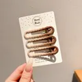 Elegant set of 3 matte gradient coffee color wavy BB hair clips for girls and children - Oval Wave Edge Style (17#) / 3 Pieces/Pack (Approx 6cm) / Coffee Gradient
