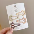 Set of four colorful star-shaped hair clips in cream, peach, and brown matte finishes - Long Pentagram Style (6#) / Four-Piece Set / Multicolor Frosted