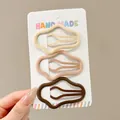 Set of three wavy BB hair clips in cream, nude pink, and dark brown earth tones - Cloud Style (Earth Tones) / 3 Pieces/Pack (Approx 7cm)