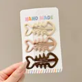 Three-piece fishbone-shaped hair clips set in cream, pink, and brown colors on card - Fishbone Style (Earth Tones) / 3 Pieces/Pack (Approx 7cm)