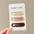 Set of 3 earth-toned matte finish oval BB hair clips for girls hair accessories - Rounded Rectangle (Morandi Colors) / 3 Pieces/Pack (Approx 7cm)