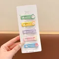 Set of five colorful cute cartoon character hair clips for girls on a white display card - Animal Paradise Style (2#) / 5 Pieces/Pack (Approx 5cm) / Colorful Macaron