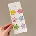 Set of 6 colorful star-shaped BB hair clips with polka dot patterns for young girls - Dopamine Colorful Star (1#) / 6-Piece Set