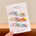 Set of 6 cute colorful heart-shaped hair clips for little girls in sweet candy colors - Heart Style / 6-Piece Set / Macaron Color