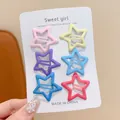 Set of 6 colorful matte star-shaped BB hair clips for girls and kids - Star Pattern / 6-Piece Set / Multicolor Combo