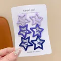 Set of six cute star-shaped BB hair clips in gradient purple and blue shades for girls. - Purple Series (64#) / Set of 6