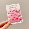 Set of three matte pink duckbill hair clips for girls displayed on a white princess card - Pink Series (6#) / 3pcs Set (7cm)
