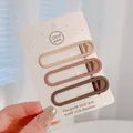 Elegant set of three brown and beige matte oval hair clips presented on a display card - Set of 3 (6cm) / 6# Gradient Brown