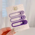 Set of three matte purple oval BB hair clips for girls displayed on a white card - Set of 3 (6cm) / 5# Purple Gradient