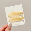 Set of two yellow marble pattern hair clips for girls with glitter finish on card - Yellow (7#) / 2 Pieces/Pack (Approx. 6.5cm)