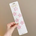 Set of six cute pink star-shaped hair clips for girls, displayed on a white card. - Light Pink Enameled Star (13#) / 6-Piece Set