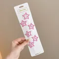 Pack of 6 cute pink star-shaped snap hair clips for kids on a white display card - Dark Pink Enamel Star (14#) / 6 Pieces/Pack (Approx 3.2cm)