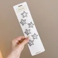 Adorable set of 6 silver glitter star-shaped BB hair clips for girls on a white display card - Glitter Star Style / 6 Pieces/Pack (3.5cm) / Silver