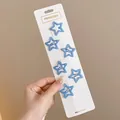 Set of six blue star-shaped glitter BB hair clips on display card - Glitter Star Style / 6-Piece Set / Dark Blue