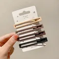 4-piece set of matte rectangular hair clips in neutral earthy colors on white card - Rectangle Style / 4-Piece Set (6cm) / Earth Tones (4-Color Mix)