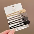 Set of 4 minimalist matte BB hair clips in neutral earth tones for kids and women - Hollow Teardrop Style / 4-Piece Set (6cm) / Earth Tones (4-Color Mix)