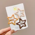 Set of 3 matte star-shaped hair clips for kids in elegant earth tones and beige - Five Stars / Set of 3 (Approx 4cm) / Retro Color Combination (Beige/Ginger/Dark Brown)