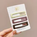 Set of three matte rectangular hair clips in cream, mauve, and brown colors on a card - Rectangle / Set of 3 (6cm) / Multicolor (Beige/Dark Purple/Chocolate)