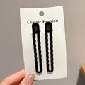 Set of two black wavy matte hair clips for girls presented on a professional white card - Matte Wave Snap Clip (2#) / 1 Pair/Pack (8.3cm) / Black