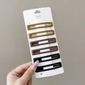 Set of 6 matte rectangular BB hair clips in earthy tones for girls and women's fringe. - Matte Rectangular Hair Clip (9#) / 6-Piece Set / Classic Three Colors