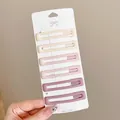 Matte finish rectangular BB hair clips set in a gradient of soft pink and mauve colors. - Matte Rectangular Hair Clip (5#) / 6 Pieces/Pack (Box Size 8cm) / Gradient Pink Purple