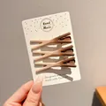 Set of 3 gradient matte hair clips in beige and brown with Hand Made card. - Matte Cross Duckbill Clip (15#) / Set of 3 (6cm) / Gradient Coffee