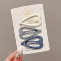 Three-piece set of cute matte heart-shaped BB hair clips in cream, grey, and blue colors - Peach Heart (1#) / 3Pcs Set (4.5cm) / Matte Colorful