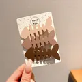 Set of three matte fish bone shaped hair clips in various brown and pink tones - Fishbone Style / 3pcs Set (7cm) / Coffee Gradient