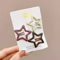 Set of 3 matte star-shaped hair clips in assorted earth tones for girls - Five-pointed Star / 3-Piece Set (4cm) / Matte Multicolor