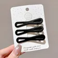 Set of three professional matte black hollow BB hair clips presented on display card - Hollow Waterdrop Duckbill Clip (5#) / 3 Pieces/Pack (6cm) / Black