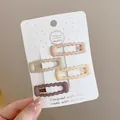 Set of 4 matte wavy edge BB hair clips for girls in neutral earth tones with card - Scalloped Square Style (9#) / 4 Pieces/Pack (Approx 4cm) / Earth Tone