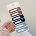 Set of 6 matte rectangular snap hair clips in assorted neutral colors for girls - Black Coffee Blue Square Style (5#) / 6-Piece Set