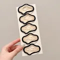 Set of 5 minimalist black wavy edge BB hair clips with gold metallic finish for girls - Black Wavy Oval Style (66#) / Five-Piece Set