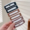Set of five matte rectangular hair clips in brown and black for stylish side hair styling - Black Coffee Matte Rectangular Style (3#) / 6-Piece Set