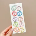 10Pcs colorful flower shaped hair clips for girls, cute baby hair accessories - Colorful Dotted Flower Style (1#) / 10 Pieces/Pack (Approx 3cm) / Colorful