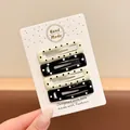 Handmade set of 4 black and cream polka dot rectangular BB hair clips for girls - Cloud Style (5#) / 4-Piece Set (3.5cm) / Black and White